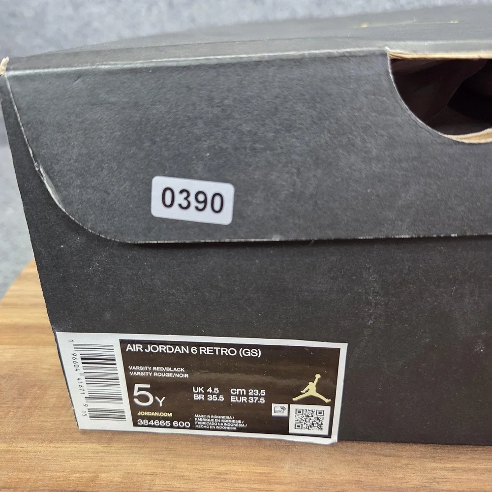 Nike Air Jordan 6‎ Retro GS Shoes Youth Size 5Y Toro Bravo Red Black 384665-600